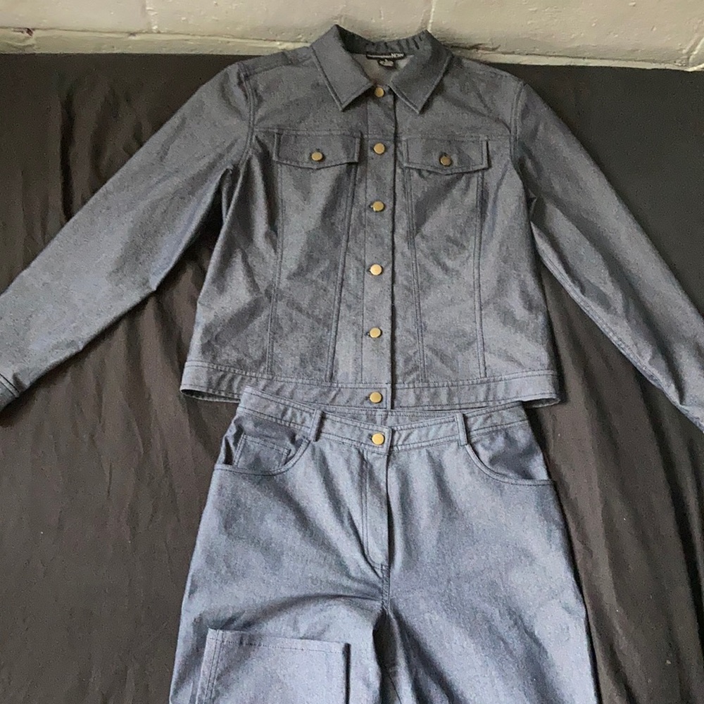 Jean color tone BloomingdalesNOW matching jacket and pants (size8)